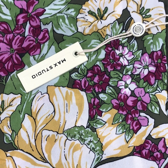 🎁 Max Studio Olive Floral Open Front Kimono Top - Picture 6 of 6